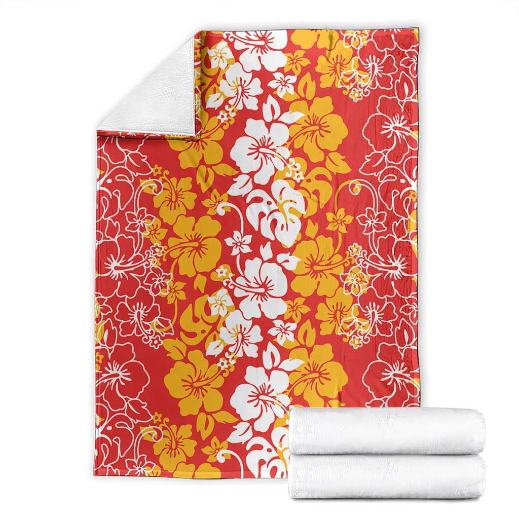 Hawaiian Lei Day Blanket Red Hibiscus Flowers Lei Art