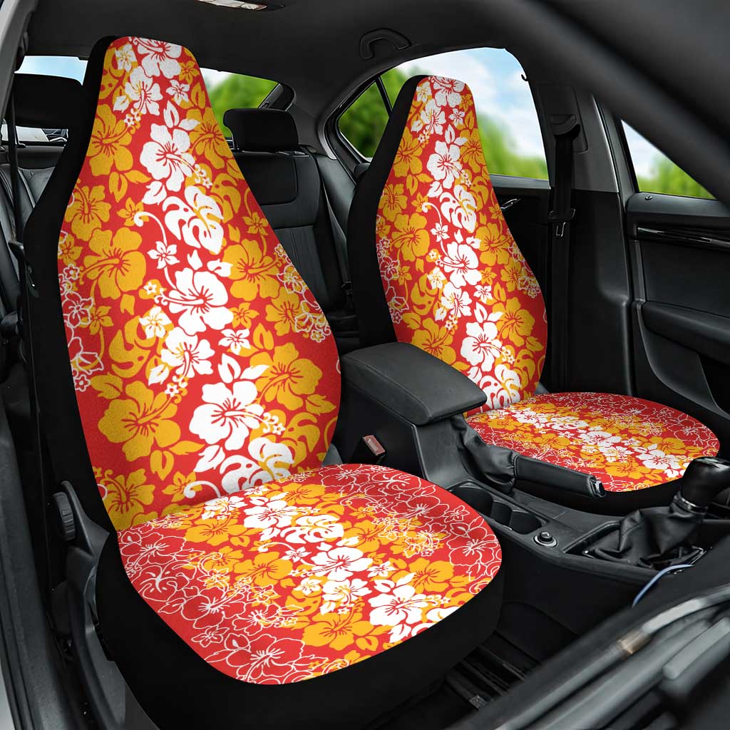 Hawaiian Lei Day Car Seat Cover Red Hibiscus Flowers Lei Art