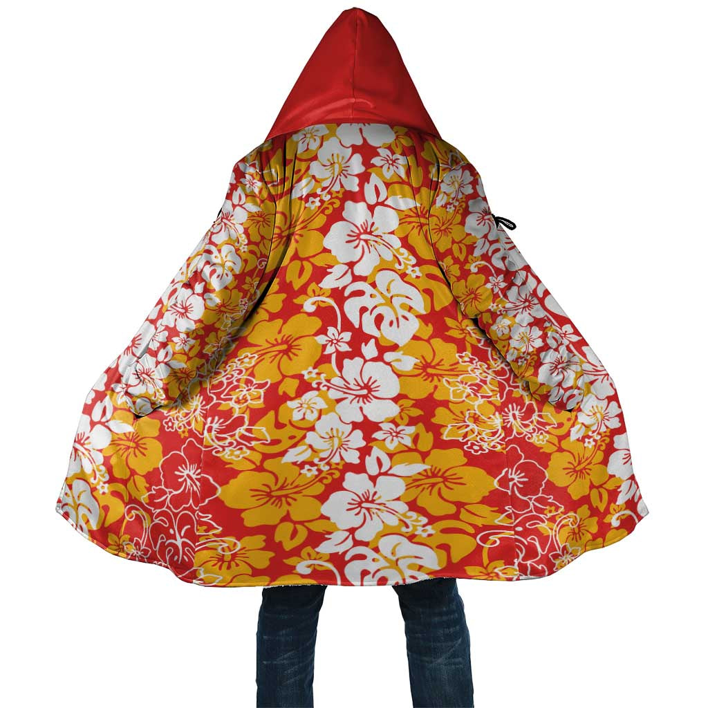 Hawaiian Lei Day Cloak Red Hibiscus Flowers Lei Art LT9 Unisex Red - Polynesian Pride