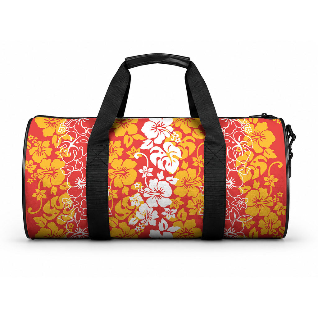 Hawaiian Lei Day Duffle Bag Red Hibiscus Flowers Lei Art LT9 One size Red - Polynesian Pride