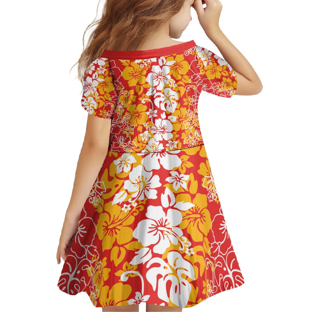 Hawaiian Lei Day Family Matching Mermaid Dress and Hawaiian Shirt Red Hibiscus Flowers Lei Art LT9 - Polynesian Pride