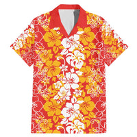 Hawaiian Lei Day Family Matching Mermaid Dress and Hawaiian Shirt Red Hibiscus Flowers Lei Art LT9 Dad's Shirt - Short Sleeve Red - Polynesian Pride