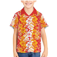 Hawaiian Lei Day Family Matching Mermaid Dress and Hawaiian Shirt Red Hibiscus Flowers Lei Art LT9 Son's Shirt Red - Polynesian Pride