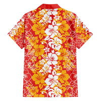Hawaiian Lei Day Family Matching Off The Shoulder Long Sleeve Dress and Hawaiian Shirt Red Hibiscus Flowers Lei Art LT9 - Polynesian Pride