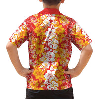 Hawaiian Lei Day Family Matching Tank Maxi Dress and Hawaiian Shirt Red Hibiscus Flowers Lei Art LT9 - Polynesian Pride
