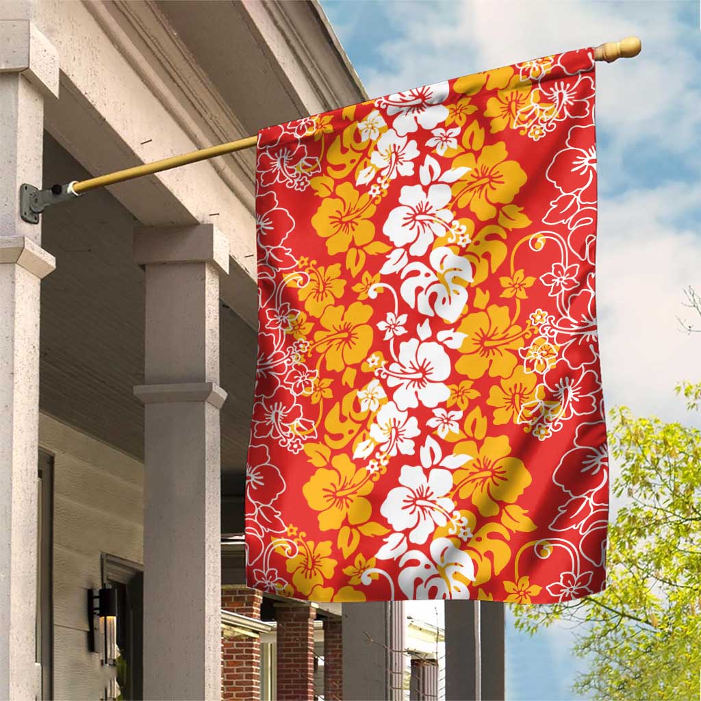 Hawaiian Lei Day Garden Flag Red Hibiscus Flowers Lei Art LT9 House Flag Red - Polynesian Pride