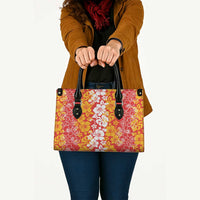 Hawaiian Lei Day Leather Bag Red Hibiscus Flowers Lei Art - Polynesian Pride