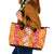 Hawaiian Lei Day Leather Tote Bag Red Hibiscus Flowers Lei Art