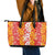Hawaiian Lei Day Leather Tote Bag Red Hibiscus Flowers Lei Art