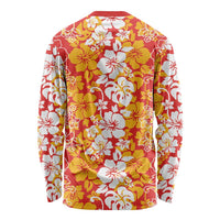 Hawaiian Lei Day Long Sleeve Shirt Red Hibiscus Flowers Lei Art LT9 - Polynesian Pride
