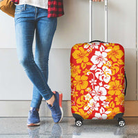 Hawaiian Lei Day Luggage Cover Red Hibiscus Flowers Lei Art LT9 - Polynesian Pride