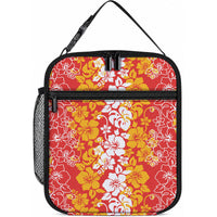 Hawaiian Lei Day Lunch Bag Red Hibiscus Flowers Lei Art LT9 10.2 × 8.3 × 4.3 inch Red - Polynesian Pride