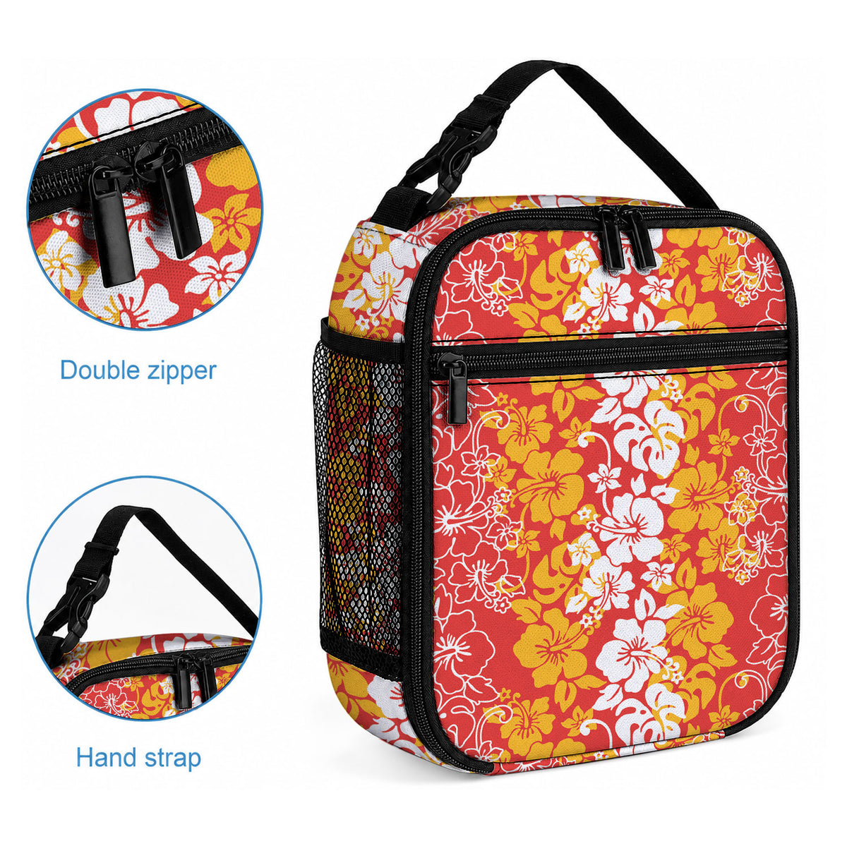 Hawaiian Lei Day Lunch Bag Red Hibiscus Flowers Lei Art LT9 - Polynesian Pride