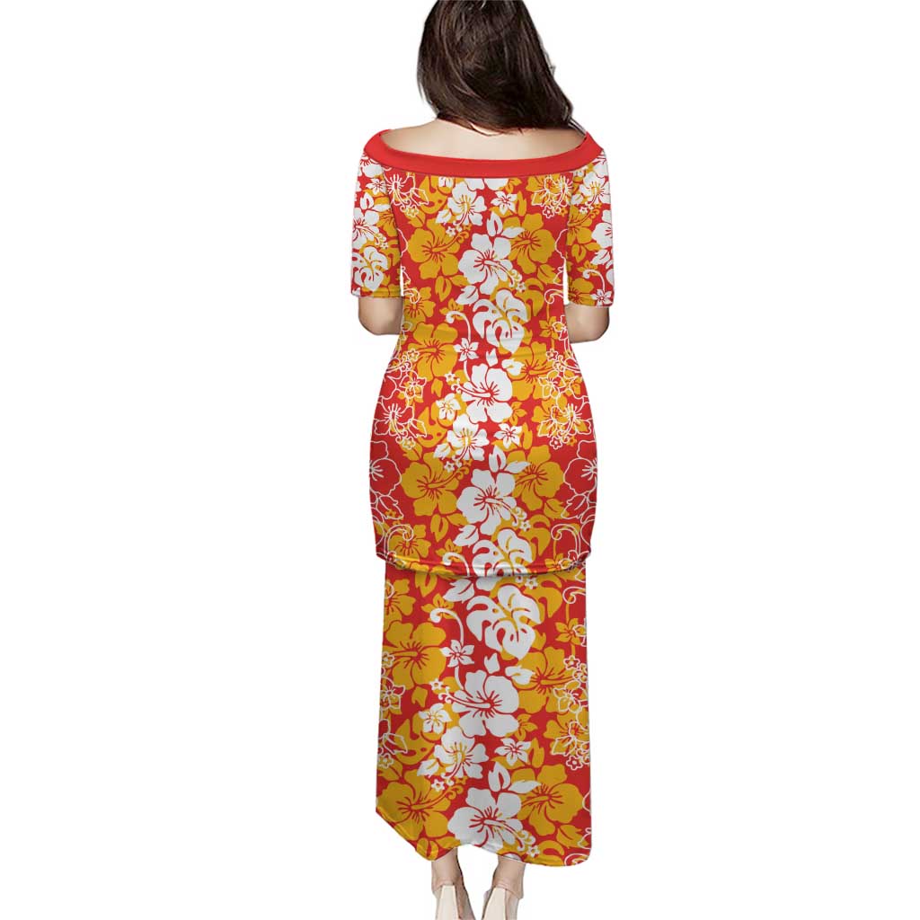 Hawaiian Lei Day Puletasi Red Hibiscus Flowers Lei Art