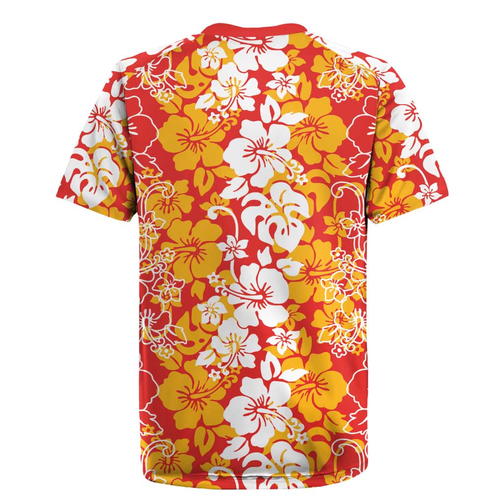 Hawaiian Lei Day Rugby Jersey Red Hibiscus Flowers Lei Art LT9 - Polynesian Pride