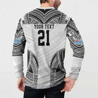Flying Fijians Pacific Fiji Rugby Custom Button Sweatshirt Polynesian Pattern
