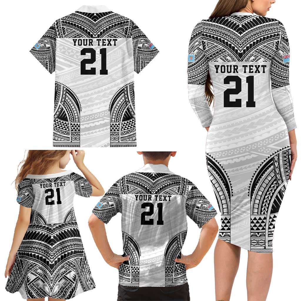 Flying Fijians Pacific Fiji Rugby Custom Family Matching Long Sleeve Bodycon Dress and Hawaiian Shirt Polynesian Pattern LT9 - Polynesian Pride