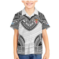 Flying Fijians Pacific Fiji Rugby Custom Family Matching Mermaid Dress and Hawaiian Shirt Polynesian Pattern LT9 Son's Shirt White - Polynesian Pride