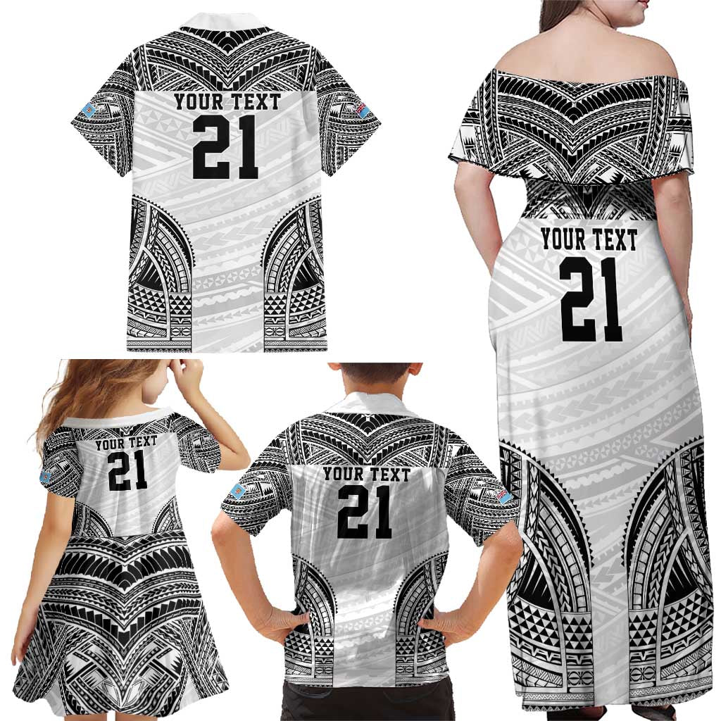 Flying Fijians Pacific Fiji Rugby Custom Family Matching Off Shoulder Maxi Dress and Hawaiian Shirt Polynesian Pattern LT9 - Polynesian Pride