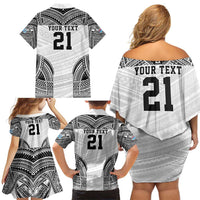 Flying Fijians Pacific Fiji Rugby Custom Family Matching Off Shoulder Short Dress and Hawaiian Shirt Polynesian Pattern LT9 - Polynesian Pride