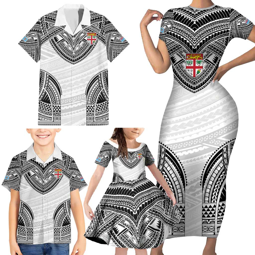 Flying Fijians Pacific Fiji Rugby Custom Family Matching Short Sleeve Bodycon Dress and Hawaiian Shirt Polynesian Pattern LT9 - Polynesian Pride