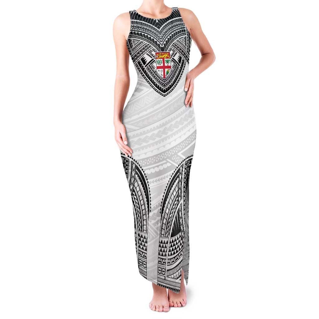Flying Fijians Pacific Fiji Rugby Custom Family Matching Tank Maxi Dress and Hawaiian Shirt Polynesian Pattern LT9 Mom's Dress White - Polynesian Pride