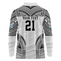 Flying Fijians Pacific Fiji Rugby Custom Long Sleeve Polo Shirt Polynesian Pattern