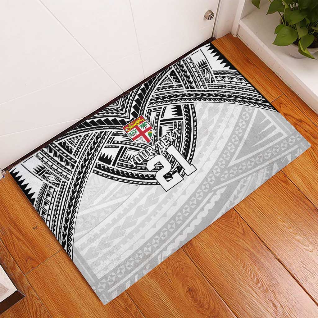 Flying Fijians Pacific Fiji Rugby Custom Rubber Doormat Polynesian Pattern