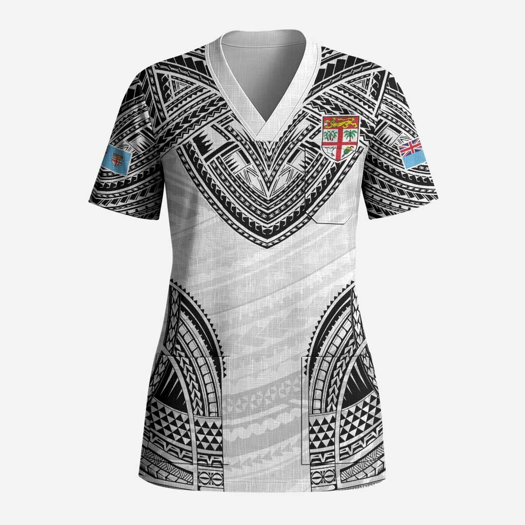 Flying Fijians Pacific Fiji Rugby Custom Scrub Top Polynesian Pattern - Polynesian Pride
