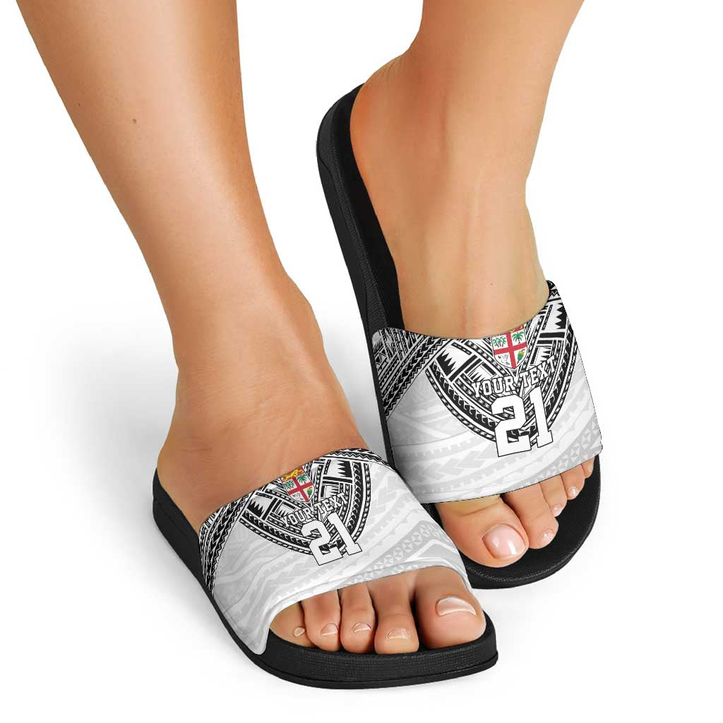 Flying Fijians Pacific Fiji Rugby Custom Slide Sandals Polynesian Pattern - Polynesian Pride