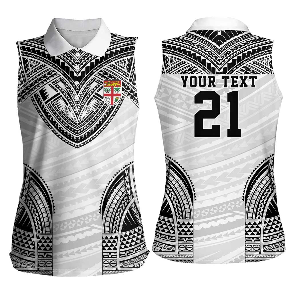 Flying Fijians Pacific Fiji Rugby Custom Women Sleeveless Polo Shirt Polynesian Pattern