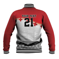Ikale Tahi Pacific Tonga Rugby Custom Baseball Jacket Tongan Ngatu with Flag Pattern