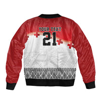 Ikale Tahi Pacific Tonga Rugby Custom Bomber Jacket Tongan Ngatu with Flag Pattern