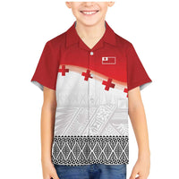 Ikale Tahi Pacific Tonga Rugby Custom Family Matching Mermaid Dress and Hawaiian Shirt Tongan Ngatu with Flag Pattern LT9 Son's Shirt Red - Polynesian Pride