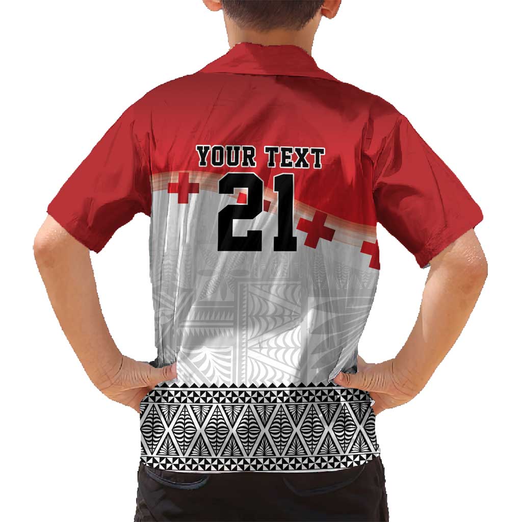 Ikale Tahi Pacific Tonga Rugby Custom Family Matching Puletasi and Hawaiian Shirt Tongan Ngatu with Flag Pattern