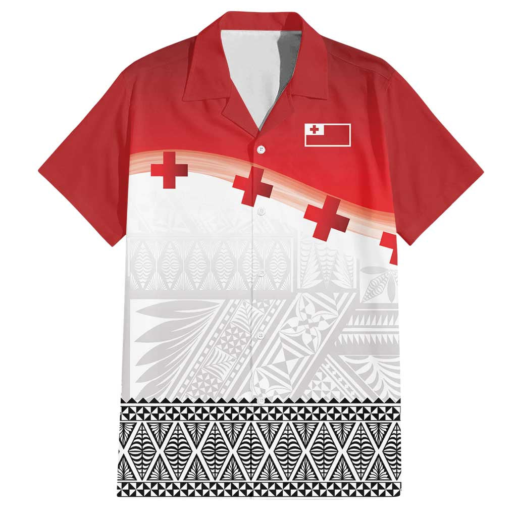 Ikale Tahi Pacific Tonga Rugby Custom Family Matching Puletasi and Hawaiian Shirt Tongan Ngatu with Flag Pattern