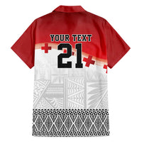 Ikale Tahi Pacific Tonga Rugby Custom Family Matching Short Sleeve Bodycon Dress and Hawaiian Shirt Tongan Ngatu with Flag Pattern LT9 - Polynesian Pride