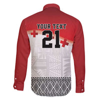 Ikale Tahi Pacific Tonga Rugby Custom Family Matching Tank Maxi Dress and Hawaiian Shirt Tongan Ngatu with Flag Pattern