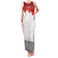 Ikale Tahi Pacific Tonga Rugby Custom Family Matching Tank Maxi Dress and Hawaiian Shirt Tongan Ngatu with Flag Pattern