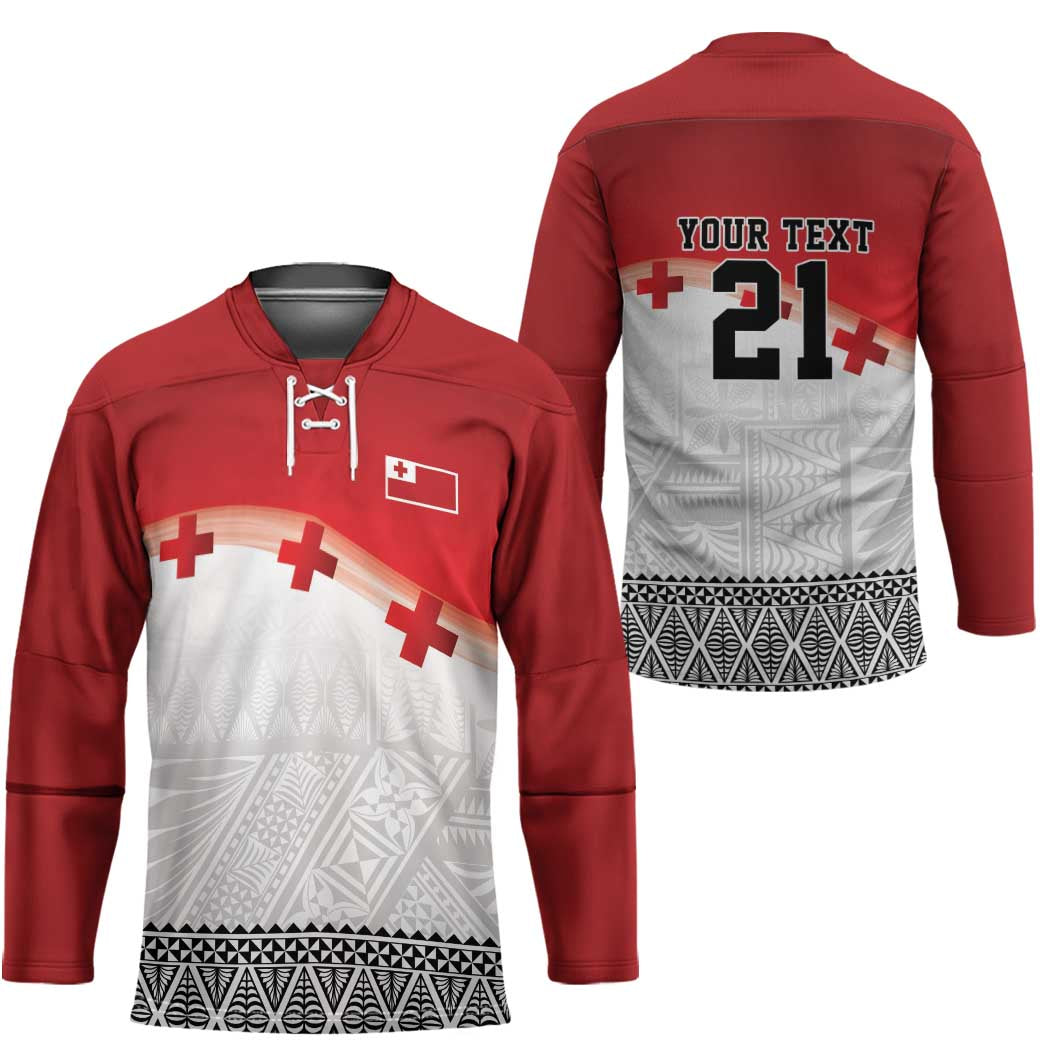 Ikale Tahi Pacific Tonga Rugby Custom Hockey Jersey Tongan Ngatu with Flag Pattern - Polynesian Pride