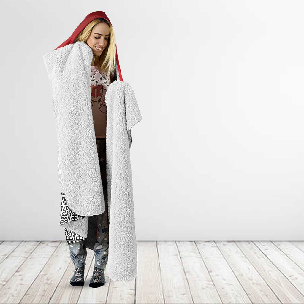 Ikale Tahi Pacific Tonga Rugby Custom Hooded Blanket Tongan Ngatu with Flag Pattern LT9 - Polynesian Pride