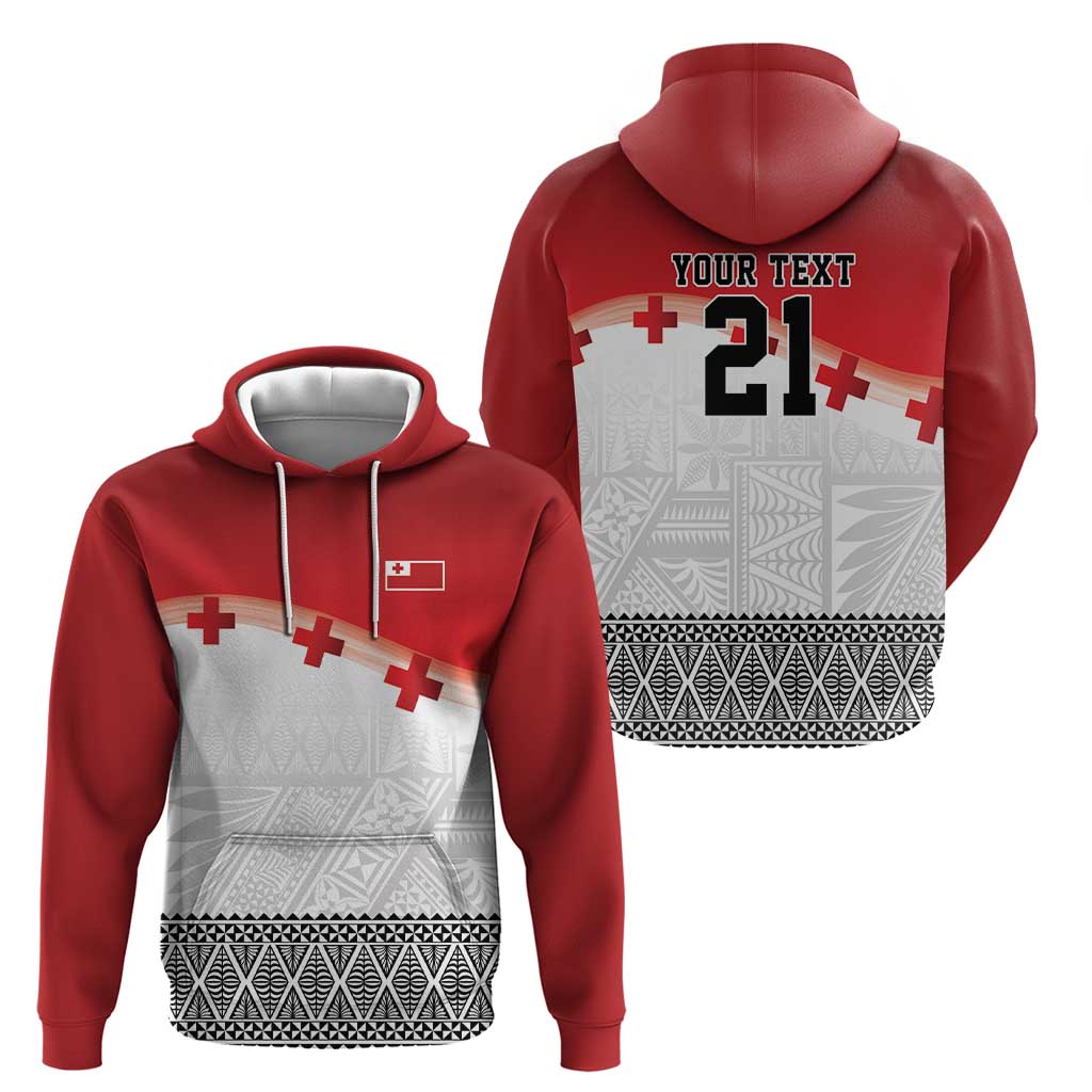 Ikale Tahi Pacific Tonga Rugby Custom Hoodie Tongan Ngatu with Flag Pattern