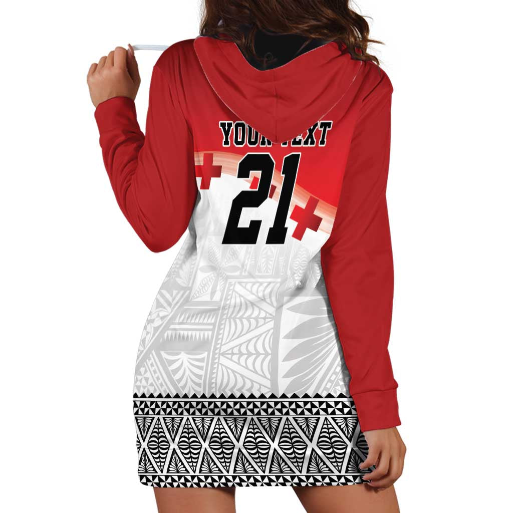 Ikale Tahi Pacific Tonga Rugby Custom Hoodie Dress Tongan Ngatu with Flag Pattern LT9 - Polynesian Pride