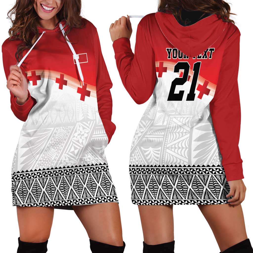Ikale Tahi Pacific Tonga Rugby Custom Hoodie Dress Tongan Ngatu with Flag Pattern LT9 - Polynesian Pride