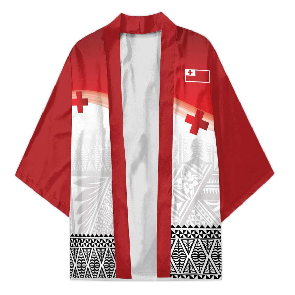 Ikale Tahi Pacific Tonga Rugby Custom Kimono Tongan Ngatu with Flag Pattern - Polynesian Pride