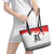 Ikale Tahi Pacific Tonga Rugby Custom Leather Tote Bag Tongan Ngatu with Flag Pattern