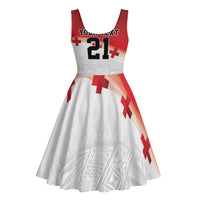 Ikale Tahi Pacific Tonga Rugby Custom Midi Dress Tongan Ngatu with Flag Pattern - Polynesian Pride