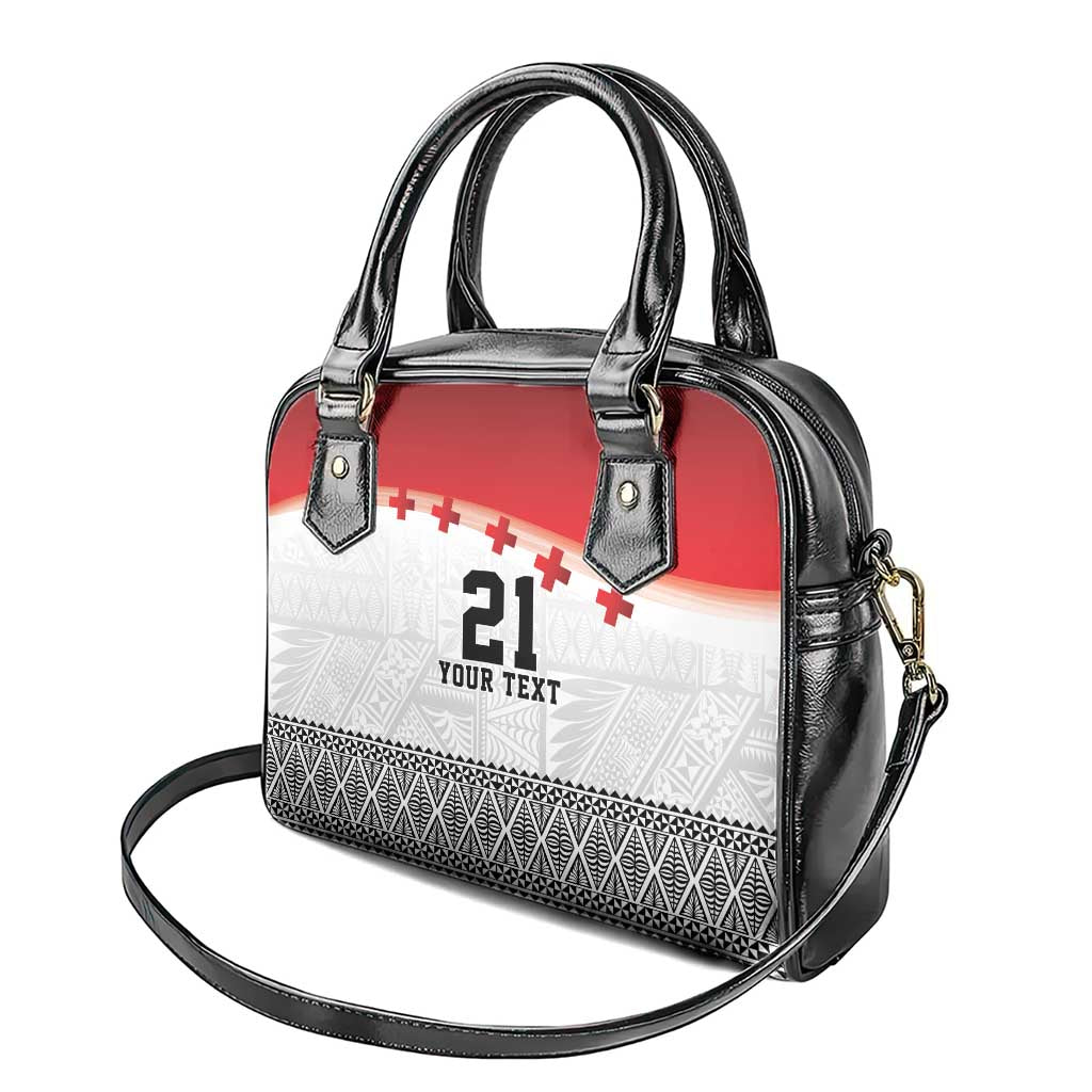Ikale Tahi Pacific Tonga Rugby Custom Shoulder Handbag Tongan Ngatu with Flag Pattern