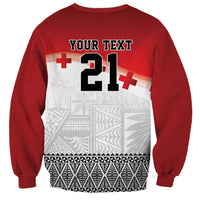 Ikale Tahi Pacific Tonga Rugby Custom Sweatshirt Tongan Ngatu with Flag Pattern