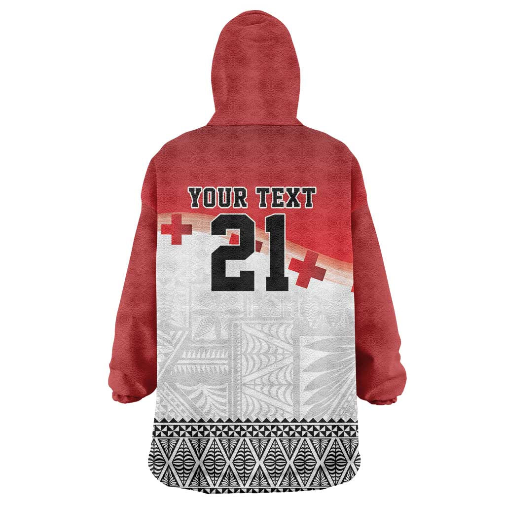 Ikale Tahi Pacific Tonga Rugby Custom Wearable Blanket Hoodie Tongan Ngatu with Flag Pattern LT9 - Polynesian Pride